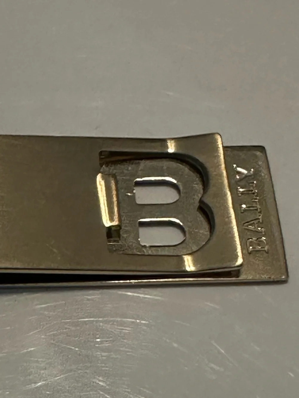 Vintage Bally Made in Italy B Logo Gold Tone Money Clip